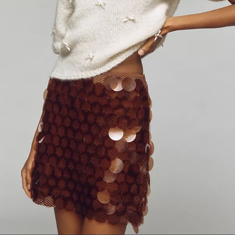 Anthropologie Brown Mini Skirt